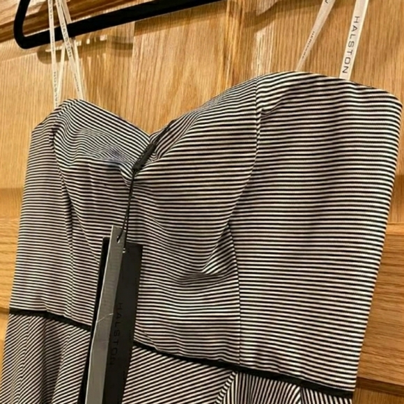 Halston Heritage Black Chalk Stripe Dress modified - Picture 5 of 10